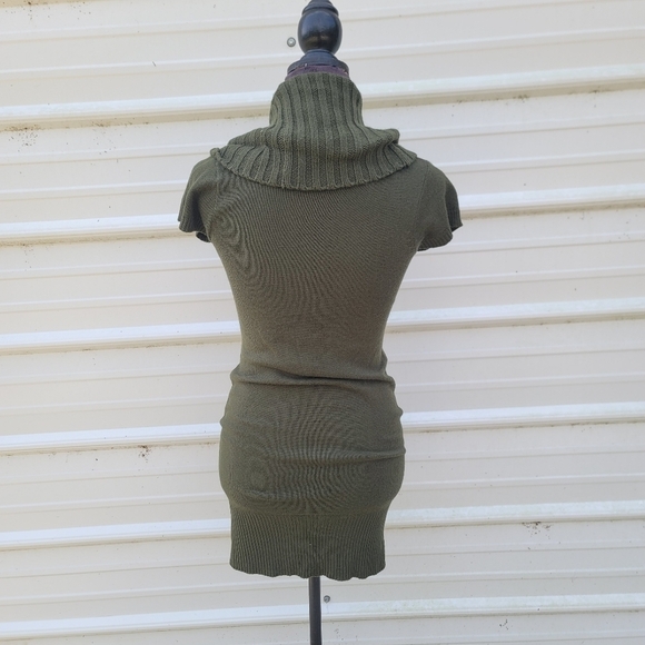 Sweater Project women's Argyle Knit Cowl Neck Fitted Sweater Dress Green Sz S - Picture 7 of 9